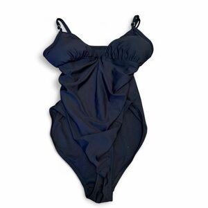 black ruched one piece swimsuit